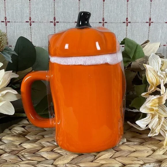 🎃 Rae Dunn Artisan Collection by Magenta Pumpkin Latte Figural Mug Original Box - Picture 3 of 6